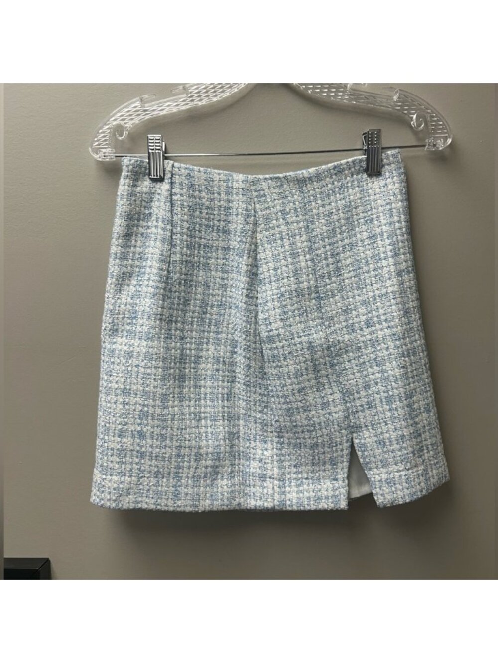 Dynamite Mini Blue and White Tweed Skirt
